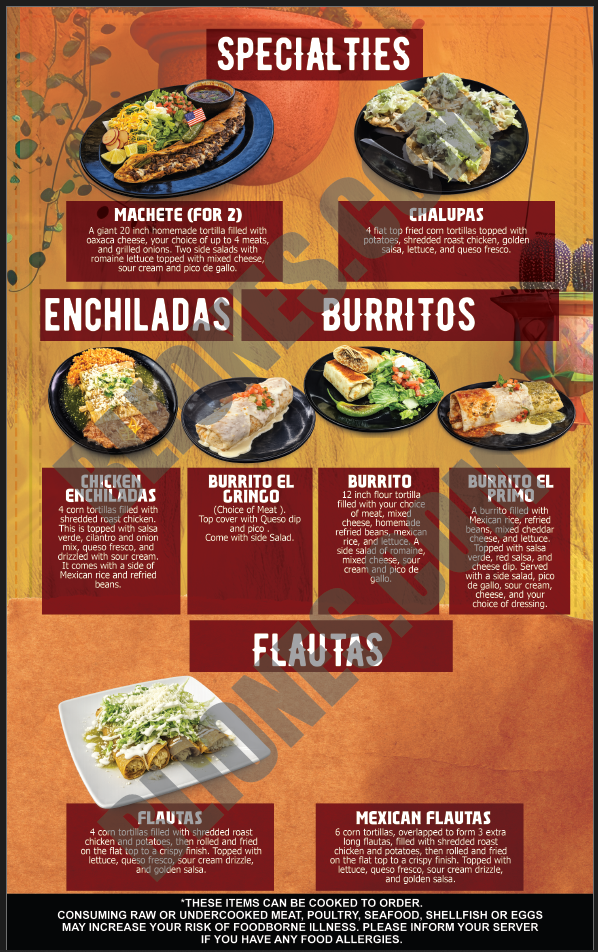 Specialties menu page